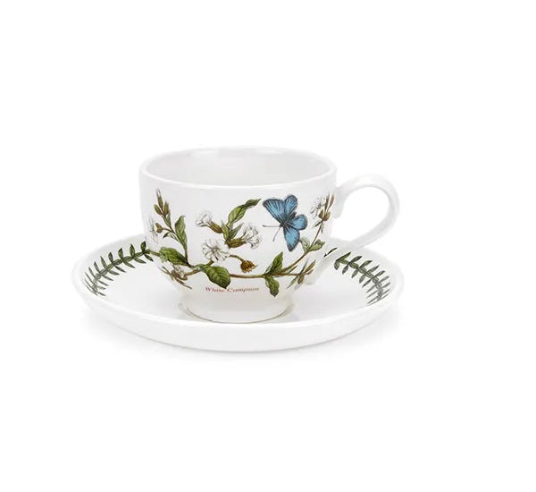 Portmeirion Botanic Garden Kop en Schotel - White Campion - Aardewerk - 280 ml