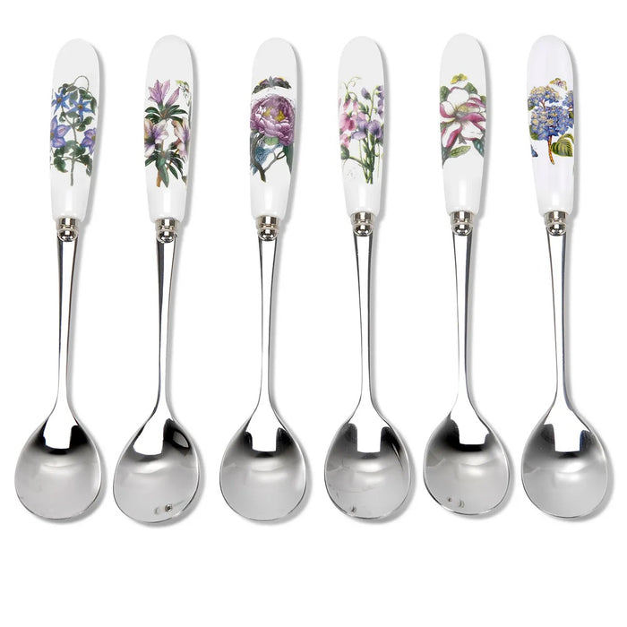 Portmeirion Botanic Garden Theelepeltjes - Set van 6 stuks - Porselein/RVS