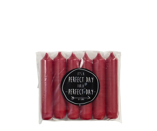 Rustik Lys Dinerkaars - Antiek Rood - Set van 6 - 12 cm
