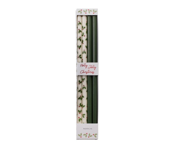 Rustik Lys Holly Jolly Christmas Potloodkaarsjes - 30 cm