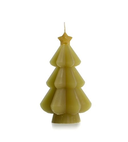Rustik Lys Kerstboom Kaars - Moss Green - 15 cm