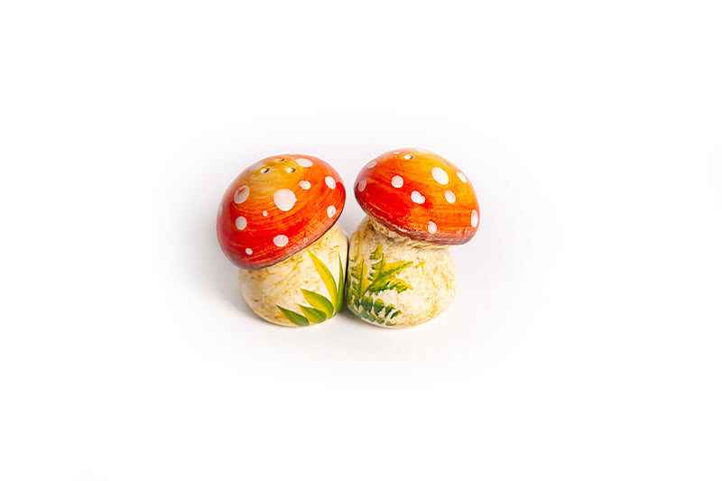 Piccobella Peper en Zout Stel Paddenstoel - Rood/Wit - Keramiek