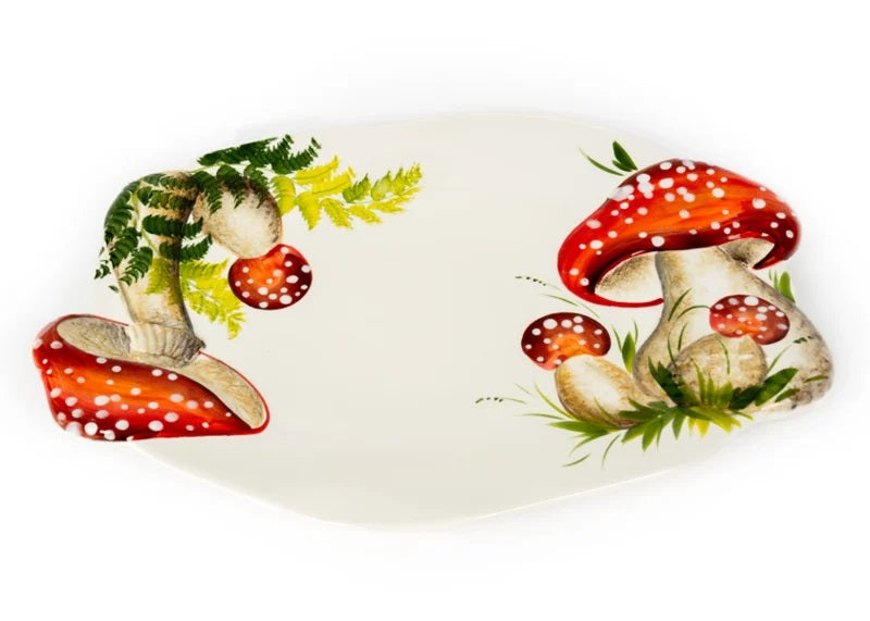 Piccobella Schaal Paddenstoel - Rood/Wit - Keramiek - 45 cm x 30 cm