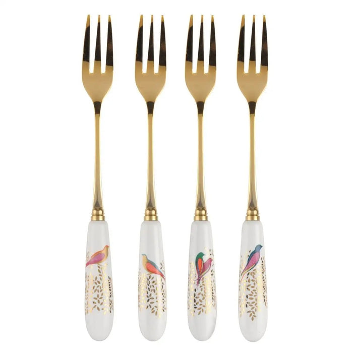 Sara Miller London Chelsea Gebaksvorkjes - Set van 4 stuks - Porselein/RVS