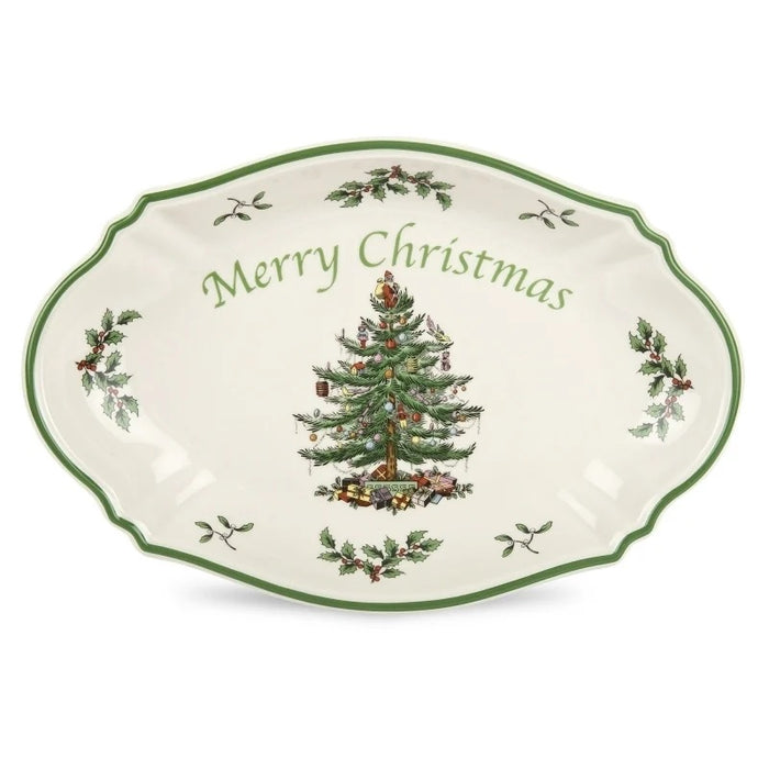 Spode Christmas Tree Schaal - Porselein - Kerstmis - 28 cm x 19 cm