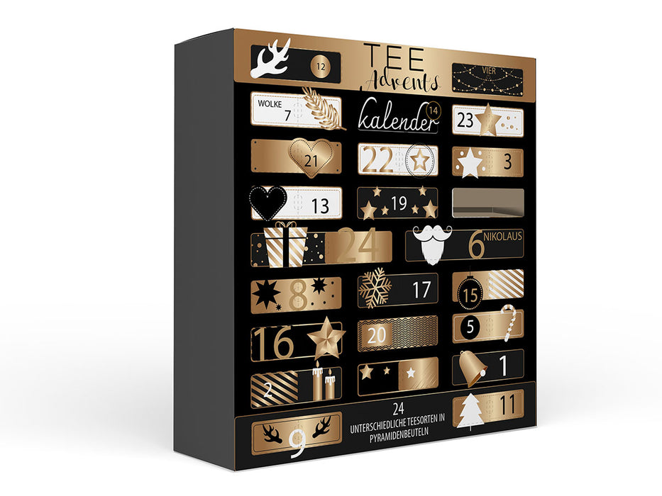 Thee Advent Kalender Golden Christmas - 37 cm x 9,2 cm x 41 cm