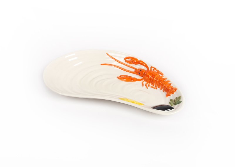 Piccobella Schaal Mossel/Kreeft - Wit - Keramiek - 33cm x 19 cm