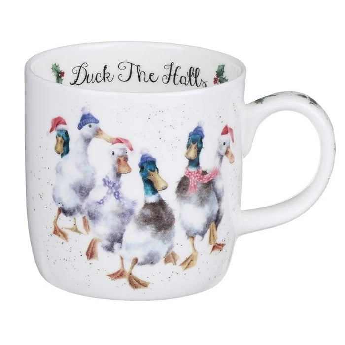 Wrendale Designs Duck the Halls Beker - Fine Bone China - 300 ml