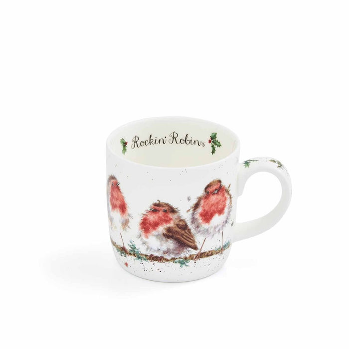 Wrendale Designs Rockin Robins Beker - Roodborstjes - Fine Bone China - 300 ml