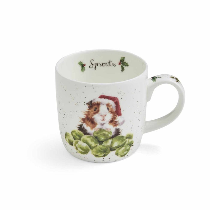 Wrendale Designs Sprouts Beker - Cavia - Fine Bone China - 300 ml