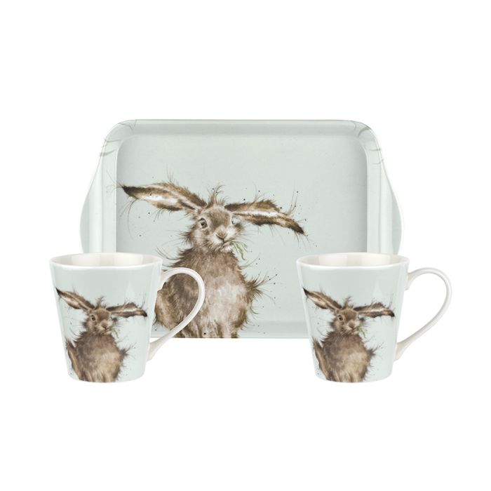 Wrendale Designs Hare - 2 Bekers met Dienblad - Fine Bone China - 180 ml
