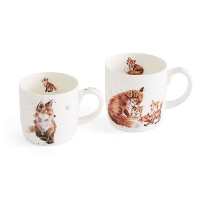 Wrendale Designs The Foxes Set van 2 Bekers - Fine Bone China - 400 ml - 300 ml
