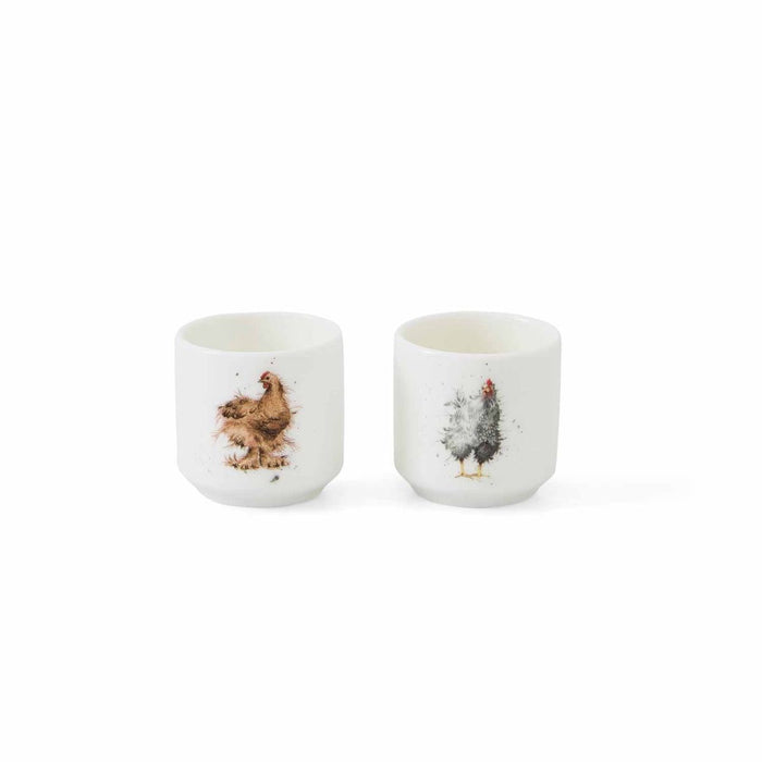 Wrendale Designs Chicken Pair Eierdopje - Set van 2 - Fine Bone China - 5 cm