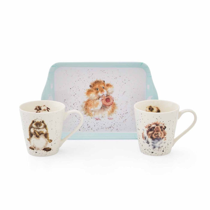Wrendale Designs Diet Starts Tomorrow - 2 Bekers met Dienblad - Fine Bone China - 180 ml