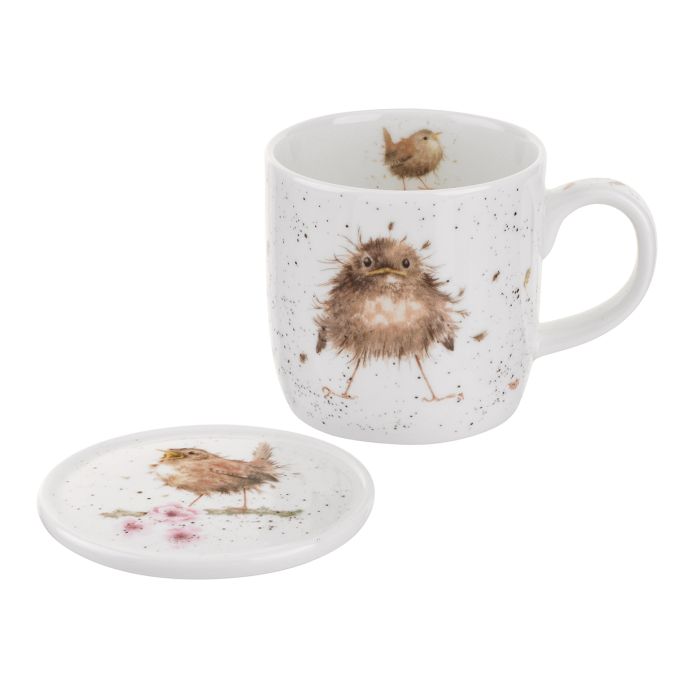 Wrendale Designs Flying the Nest Beker en Onderzetter - Fine Bone China - 300 ml