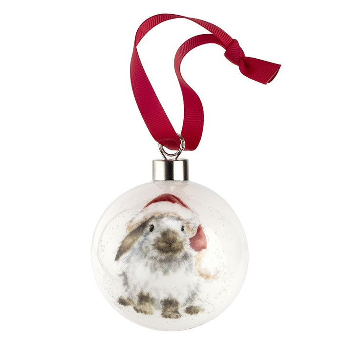 Wrendale Designs Ho Ho Ho Kerstbal - Konijn - Porselein - Ø 7 cm