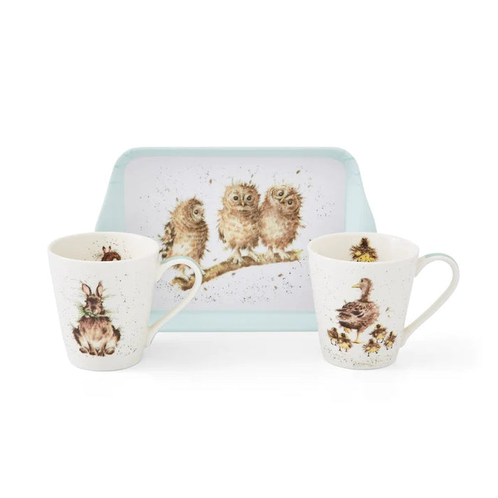 Wrendale Designs - 2 Bekers met Dienblad - Fine Bone China - 180 ml