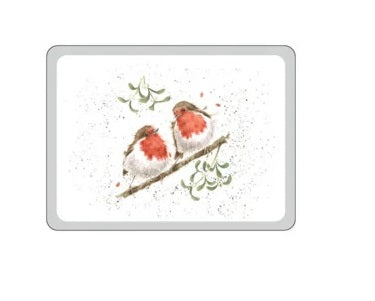 Wrendale Designs Xmas Placemat - Roodborstjes - 30,5 cm x 23 cm