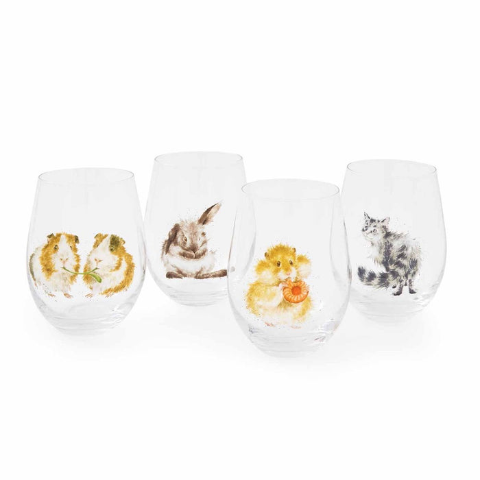 Wrendale Designs Country Animal - Set van 4 Tumbler Glazen - 500 ml