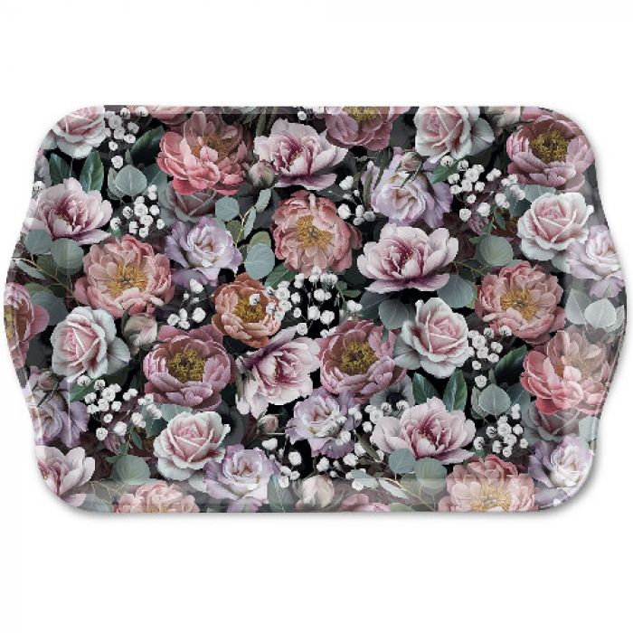 Ambiente Vintage Flowers Black Dienblad - Melamine - 13 cm x 21 cm