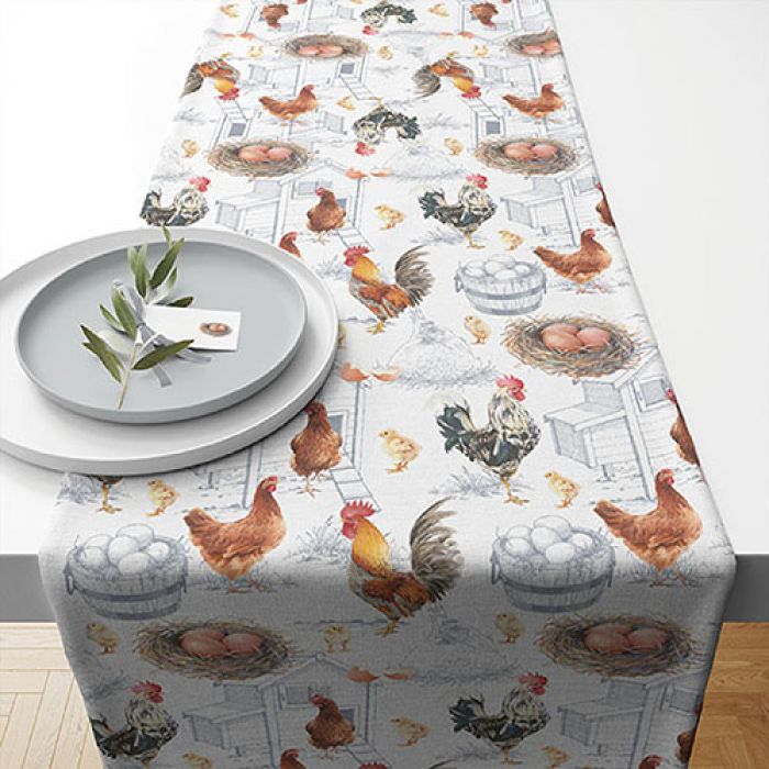 Ambiente Chicken Farm Tafelloper - 100% Katoen - 40 cm x 150 cm