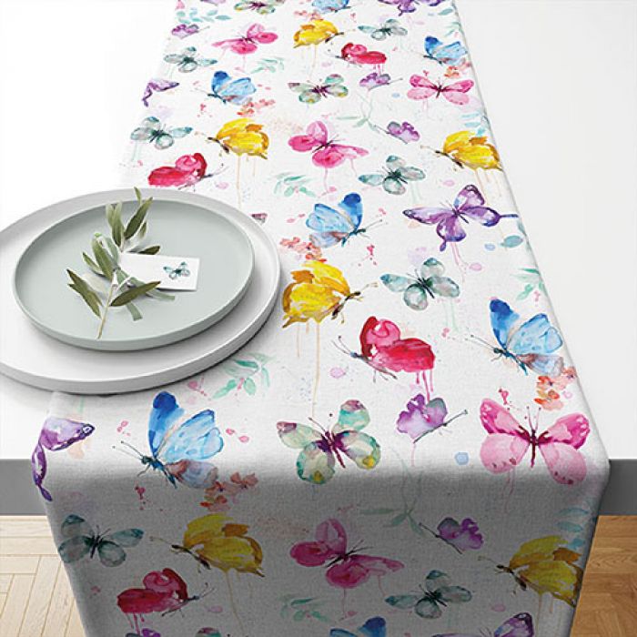 Ambiente Butterfly Collection White Tafelloper - 100% Katoen - 40 cm x 150 cm