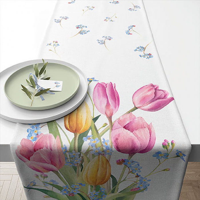 Ambiente Tulips Bouquet Tafelloper - 100% Katoen - 40 cm x 150 cm