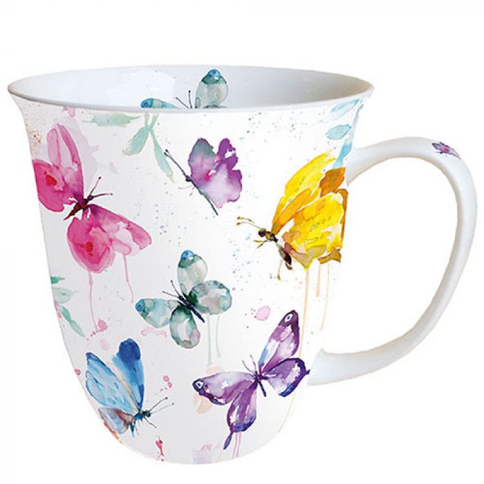 Ambiente Butterfly Collection White Beker - Fine Bone China - 400 ml