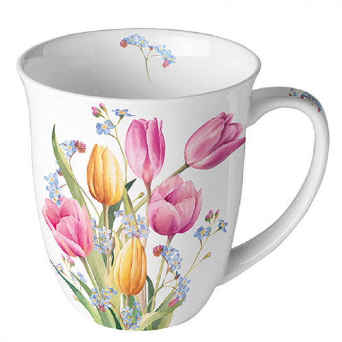 Ambiente Tulips Bouquet Beker - Fine Bone China - 400 ml