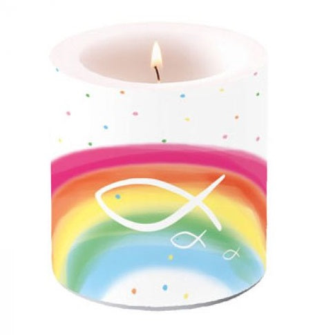 Ambiente Rainbow White Kaars - Groot - Paraffine - Ø 10 cm