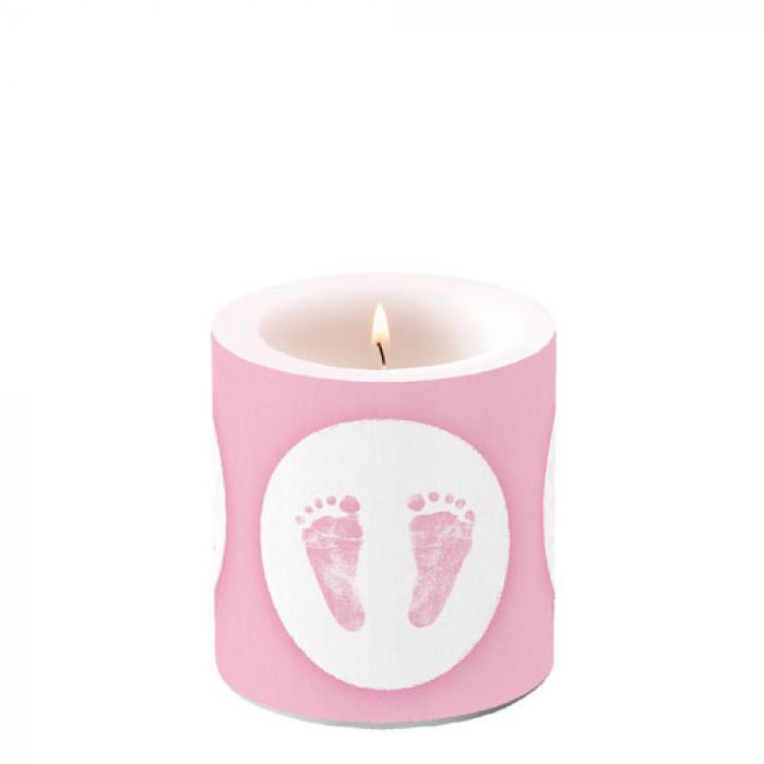 Ambiente Baby Steps Girl Kaars - Klein - Paraffine - Ø 9 cm