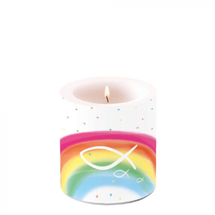 Ambiente Rainbow White Kaars - Klein - Paraffine - Ø 9 cm