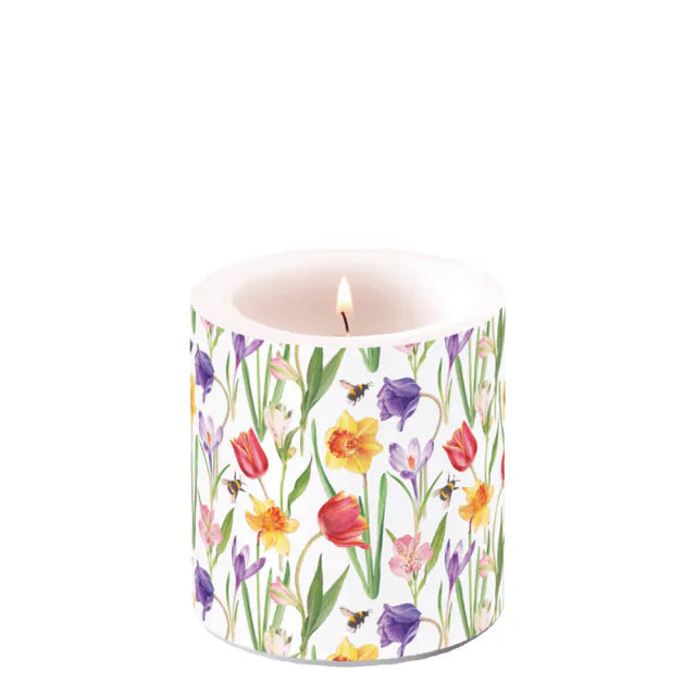 Ambiente Flowers in Spring Kaars - Klein - Paraffine - Ø 9 cm
