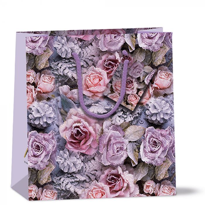Ambiente Cadeautas Winter Roses - Papier - 22 cm x 25 cm x 13 cm