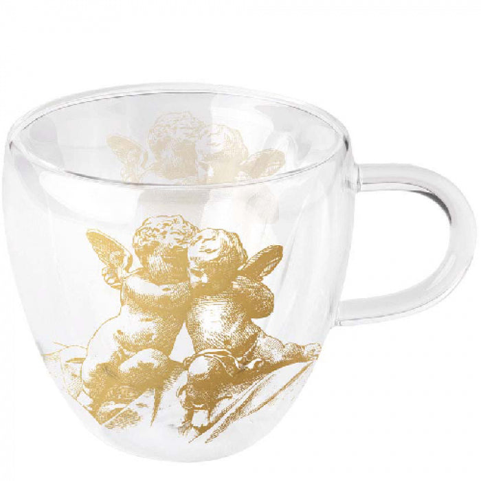 Ambiente Classic Angels Gold Theeglas- Dubbelwandig - Glas - 200 ml