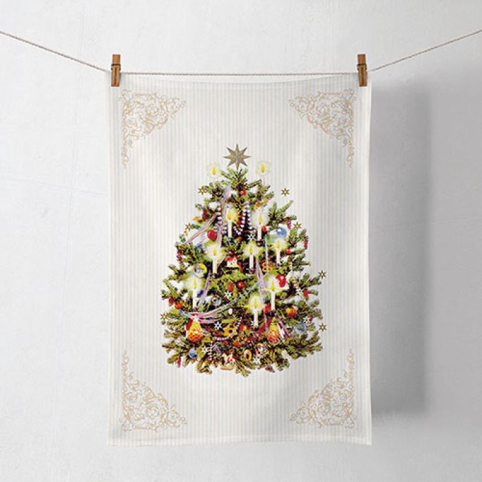 Ambiente X-Mas Tree Cream Keukendoek - 100% Katoen - 50 cm x 70 cm