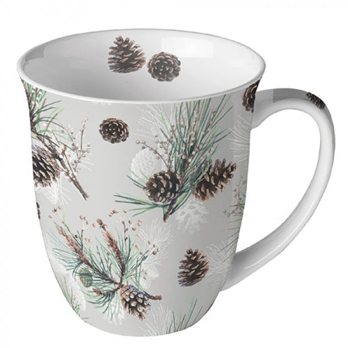 Ambiente Pine Cone All Over Beker - Fine Bone China - 400 ml