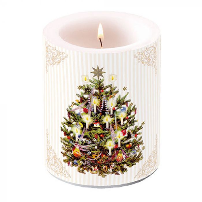 Ambiente  X-Mas Tree Cream Kaars - Groot - Paraffine - Ø 10 cm