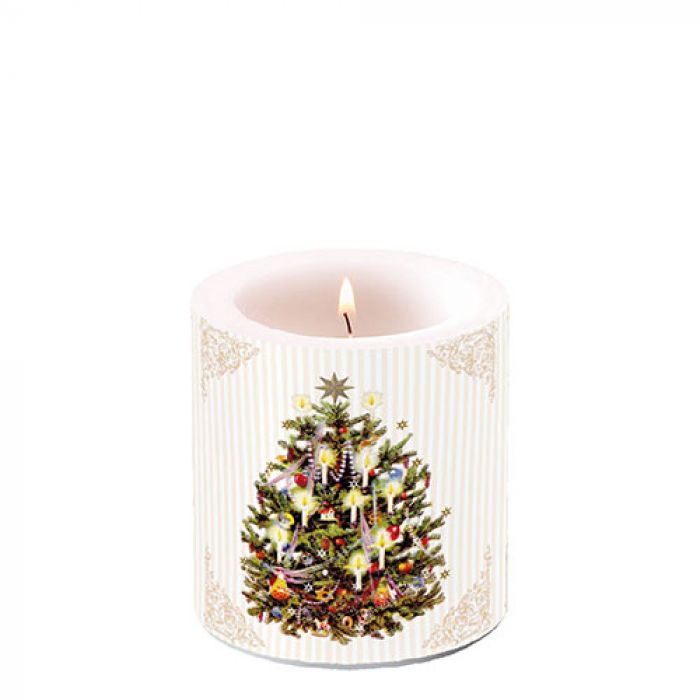 Ambiente X-Mas Tree Cream Kaars - Klein - Paraffine - Ø 9 cm