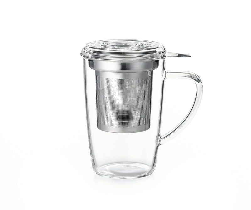 ChaCult Britt Theeglas met Zeef - Glas/Roestvrij Staal - 350 ml