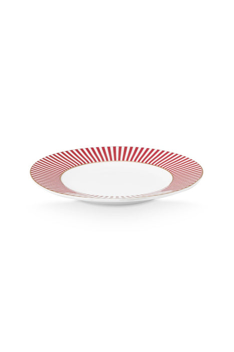 Pip Studio Royal Stripes Dark Pink Petit Four Bordje - Porselein - Ø 12 cm