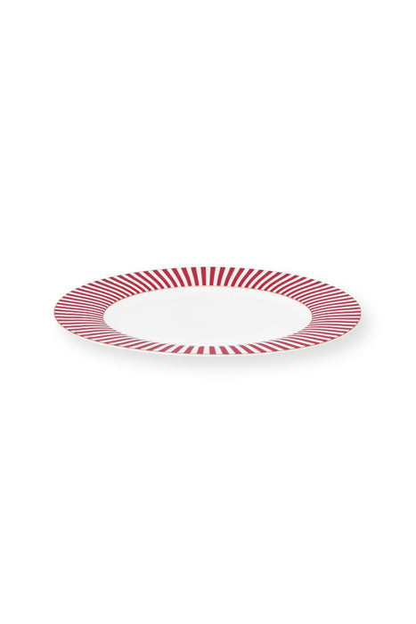 Pip Studio Royal Stripes Dark Pink Dinerbord - Porselein - Ø 26,5 cm