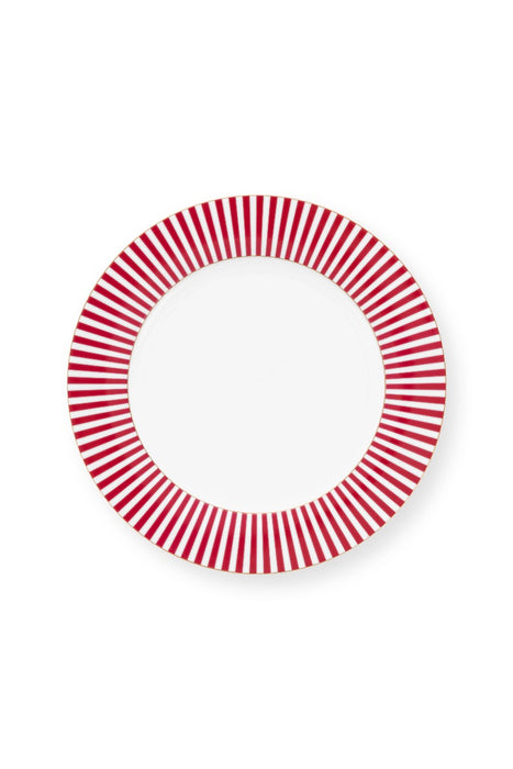 Pip Studio Royal Stripes Dark Pink Dinerbord - Porselein - Ø 26,5 cm