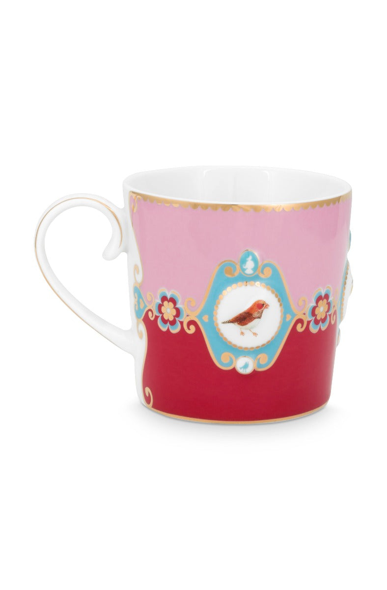 Pip Studio Love Birds Medallion Red-Pink Beker - Porselein - 190 ml
