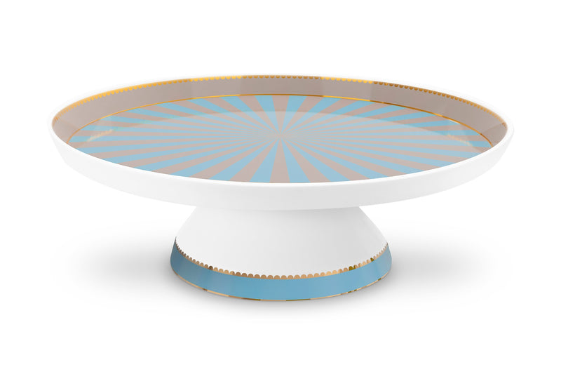 Pip Studio Love Birds Blue-Khaki Taartplateau - Porselein - Ø 24 cm