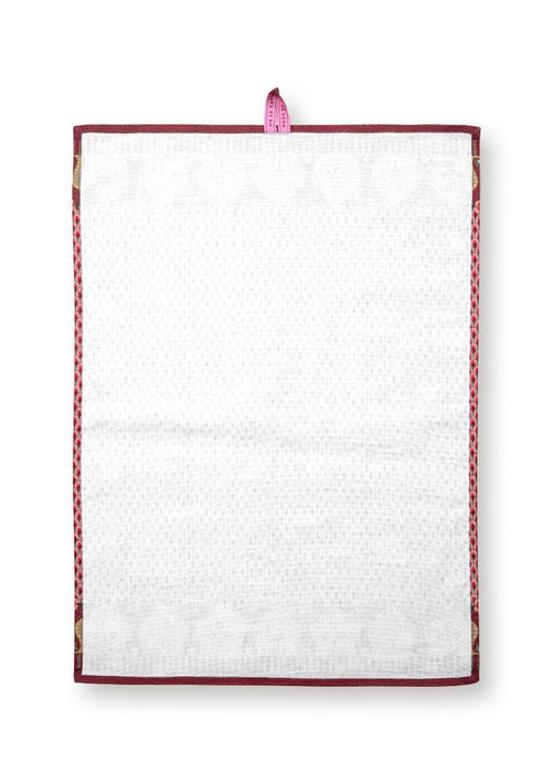 Pip Studio Flower Festival Scallop Dark Pink Theedoek - Roze - 100% Katoen - 50 cm x 70 cm