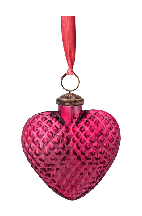 Pip Studio Glass Heart Pink Ornament - Glas - 10 cm