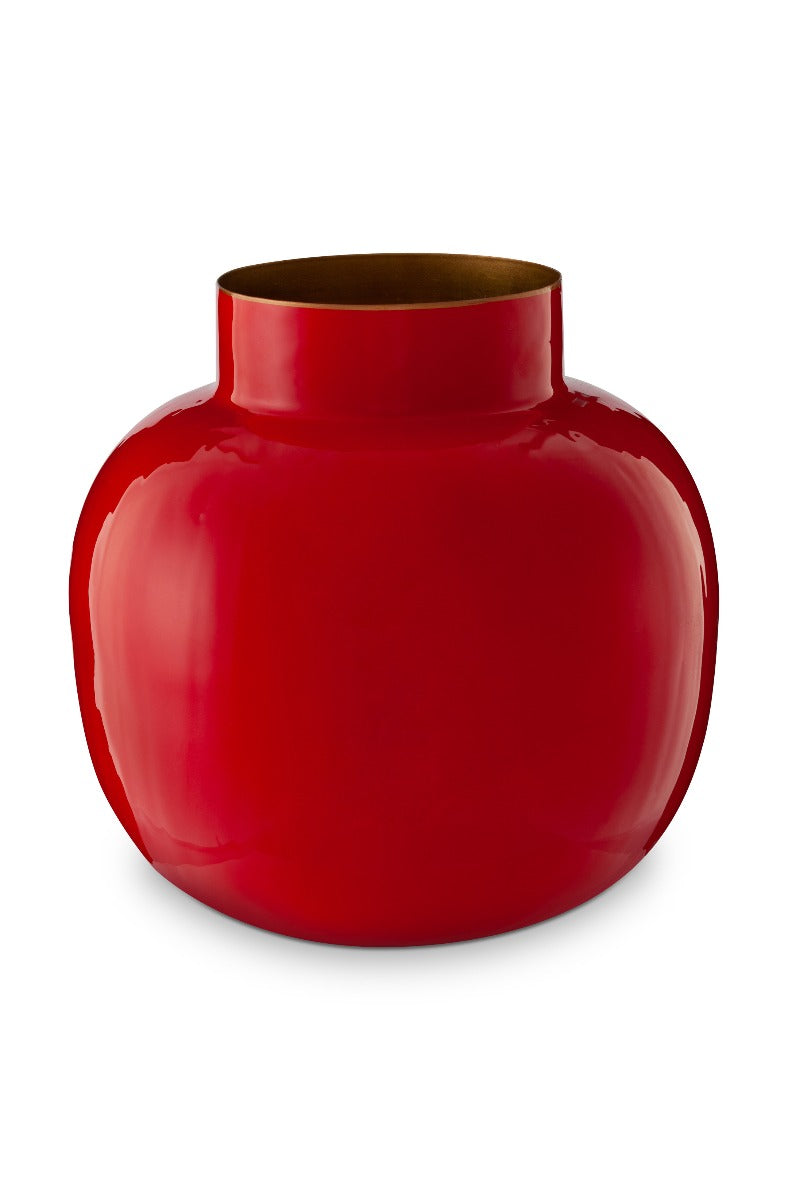 Pip Studio Ronde Mini Vaas - Rood - Metaal - 10 cm