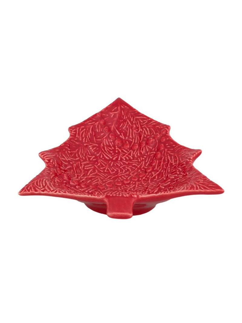 Bordallo Pinheiro Christmas Tree Schaal - Kerstboom - Rood - Aardewerk - 27,5 cm x 22,9 cm
