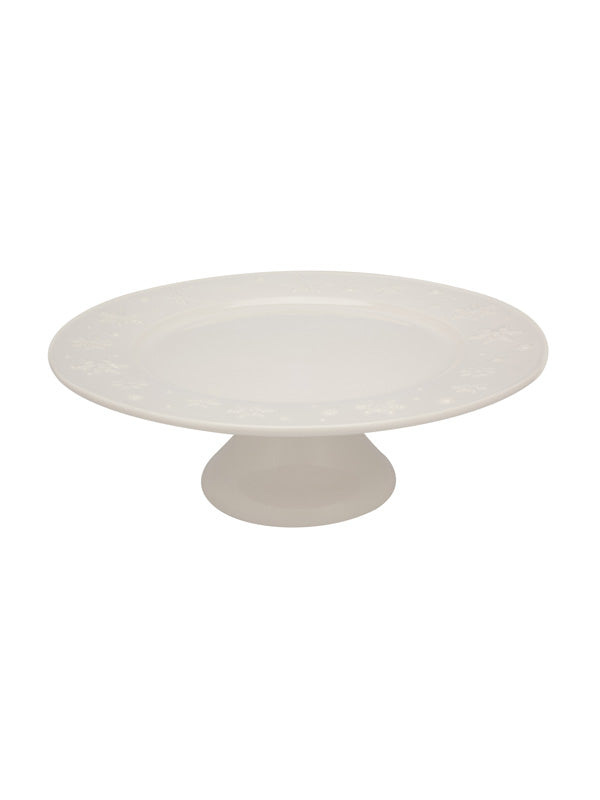 Bordallo Pinheiro Snow Flakes Taartplateau - Kerst - Wit - Aardewerk - Ø 33,5 cm
